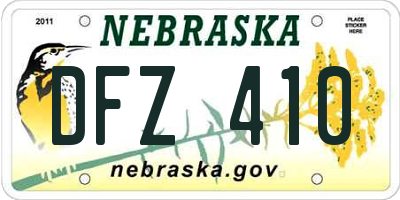 NE license plate DFZ410