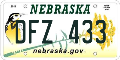 NE license plate DFZ433