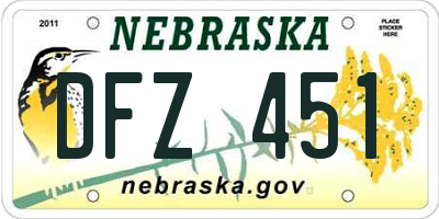NE license plate DFZ451
