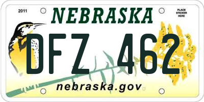 NE license plate DFZ462