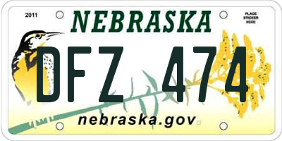 NE license plate DFZ474