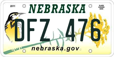 NE license plate DFZ476