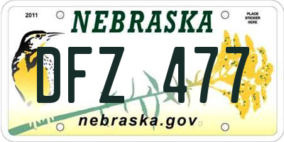 NE license plate DFZ477