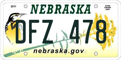NE license plate DFZ478