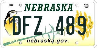 NE license plate DFZ489