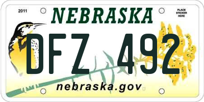 NE license plate DFZ492