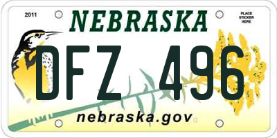NE license plate DFZ496