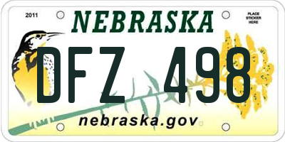 NE license plate DFZ498