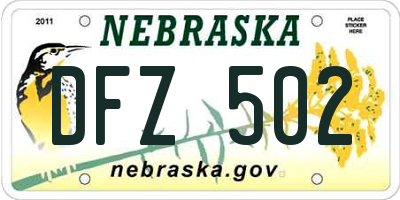 NE license plate DFZ502