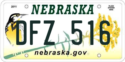 NE license plate DFZ516