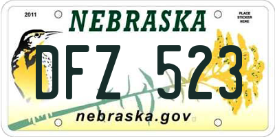NE license plate DFZ523