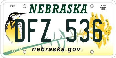 NE license plate DFZ536