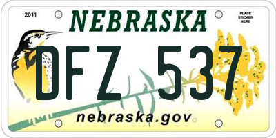NE license plate DFZ537