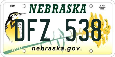 NE license plate DFZ538