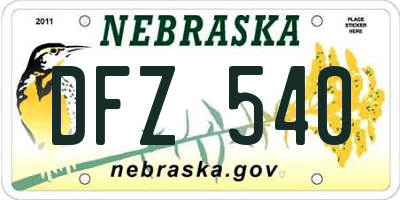 NE license plate DFZ540