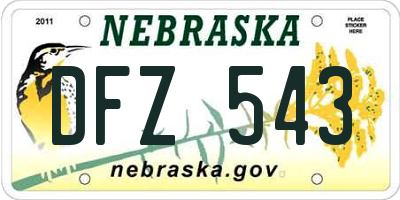 NE license plate DFZ543