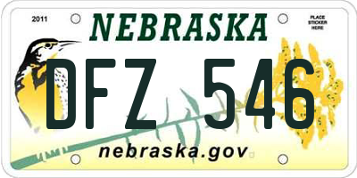 NE license plate DFZ546