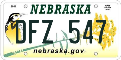 NE license plate DFZ547