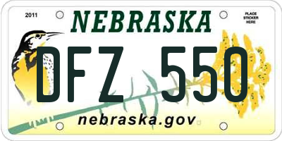 NE license plate DFZ550