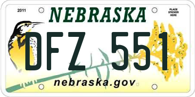 NE license plate DFZ551