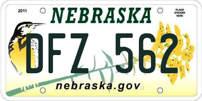 NE license plate DFZ562