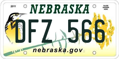 NE license plate DFZ566