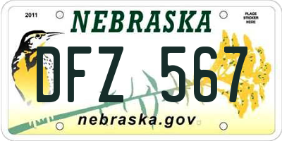 NE license plate DFZ567