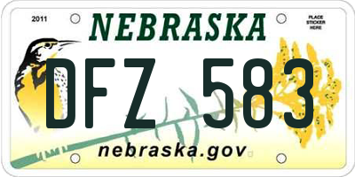 NE license plate DFZ583