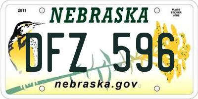 NE license plate DFZ596