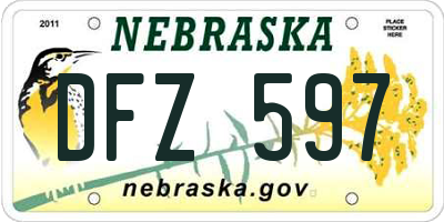 NE license plate DFZ597