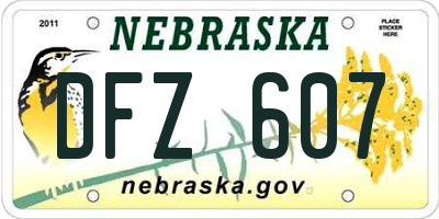 NE license plate DFZ607