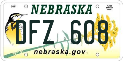 NE license plate DFZ608
