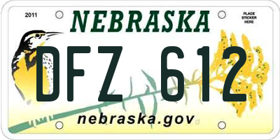 NE license plate DFZ612