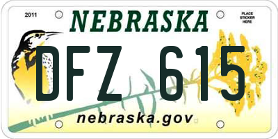 NE license plate DFZ615