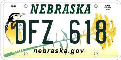 NE license plate DFZ618
