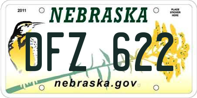 NE license plate DFZ622