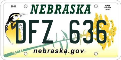 NE license plate DFZ636