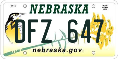 NE license plate DFZ647