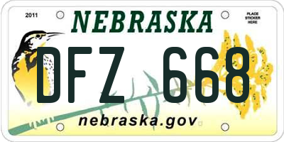 NE license plate DFZ668