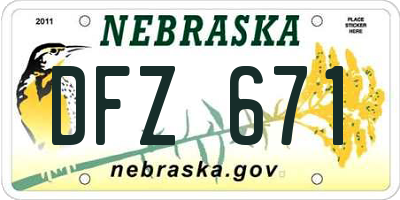 NE license plate DFZ671