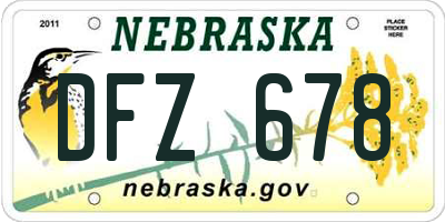 NE license plate DFZ678