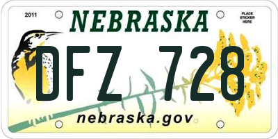 NE license plate DFZ728