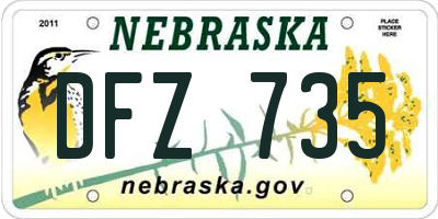 NE license plate DFZ735