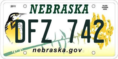 NE license plate DFZ742