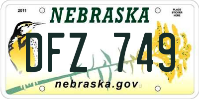 NE license plate DFZ749