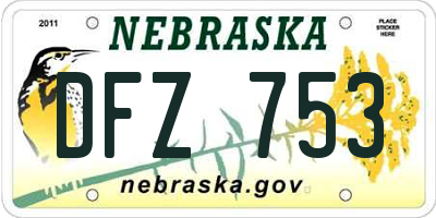 NE license plate DFZ753