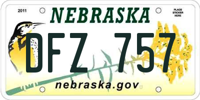 NE license plate DFZ757
