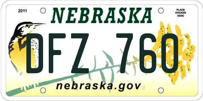 NE license plate DFZ760