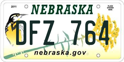 NE license plate DFZ764
