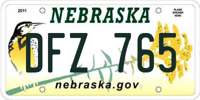 NE license plate DFZ765